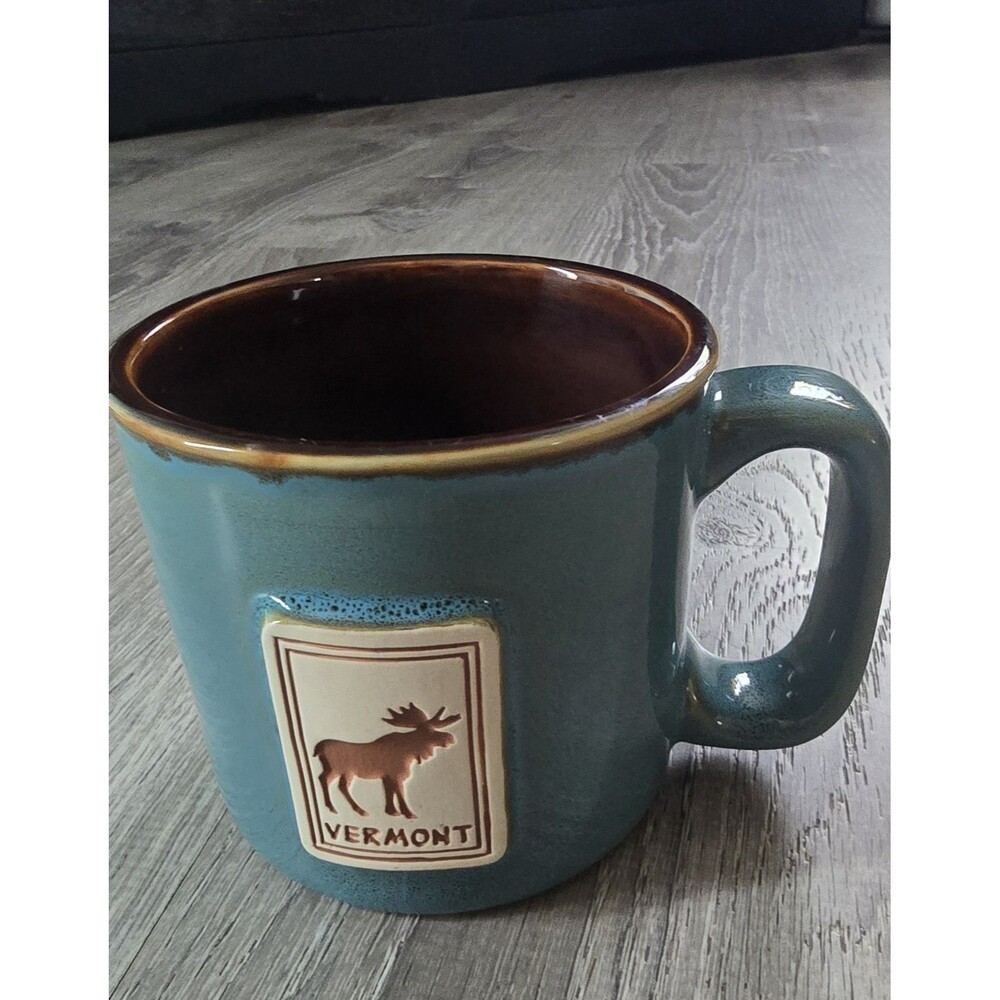 Pottery Stamp Mug Great Moose Vermont Store Retired *rare Stoneware Rustic